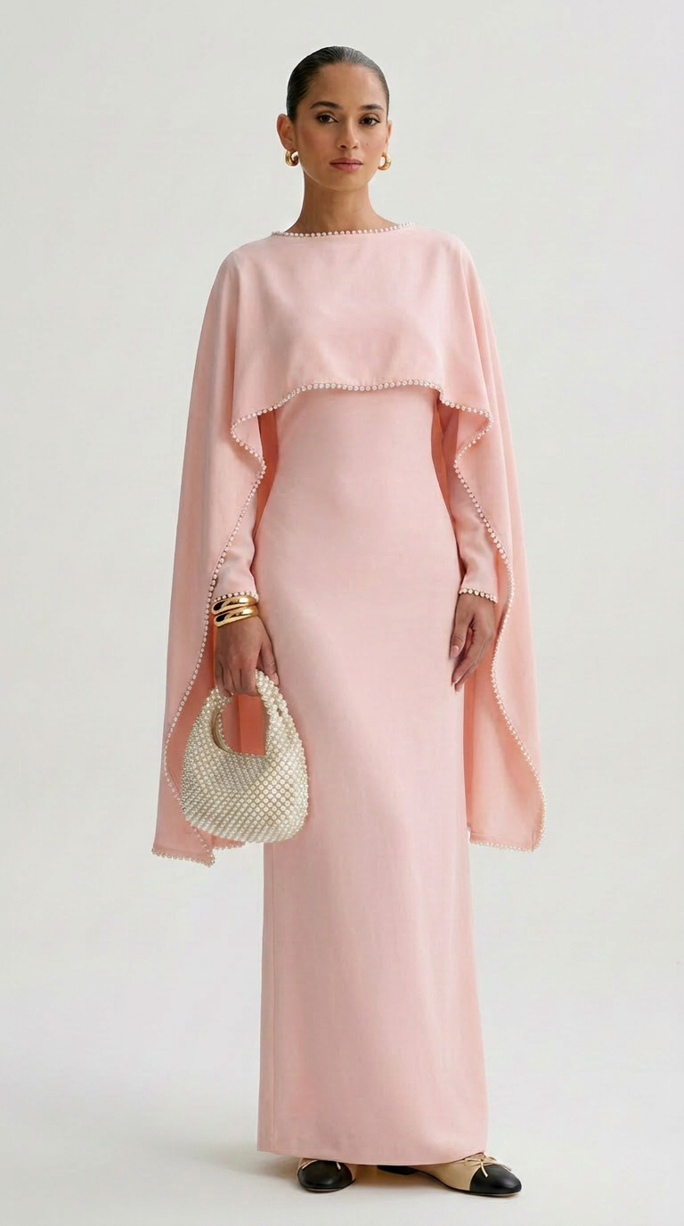 OLYVA – Maxikleid mit Perlenbesatz