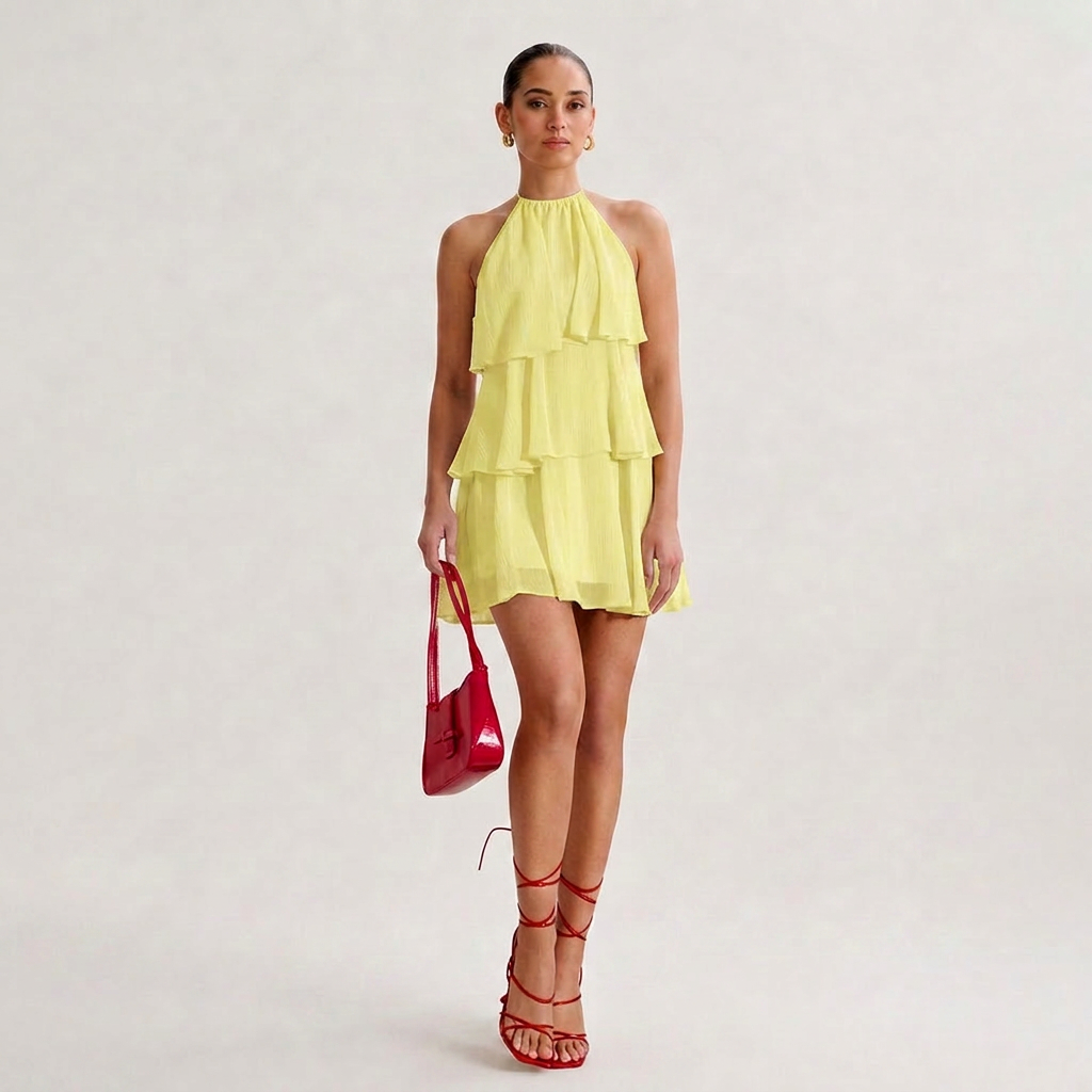 OLYVA-Minikleid mit Stufen-Design