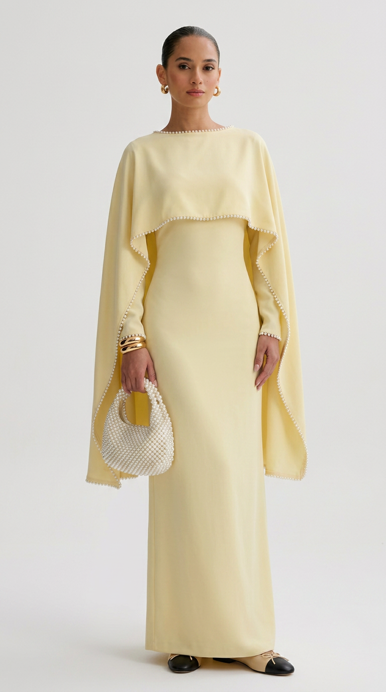 OLYVA – Maxikleid mit Perlenbesatz