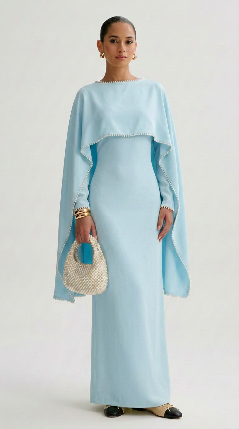 OLYVA – Maxikleid mit Perlenbesatz