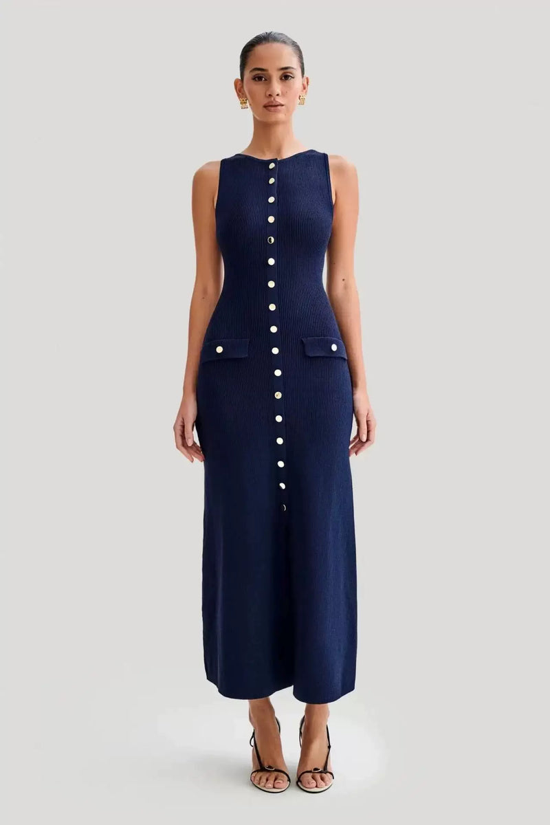 OLYVA-Strickkleid mit Knopfleiste