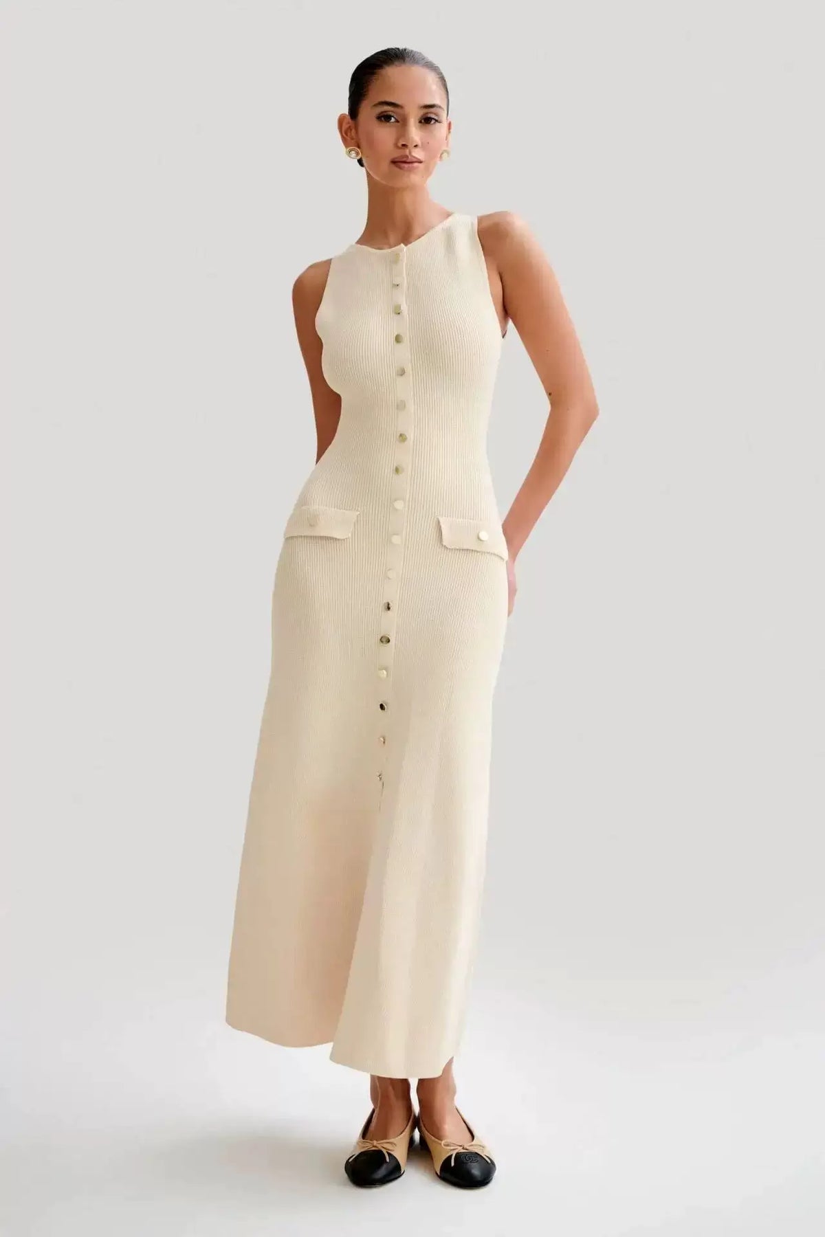 OLYVA-Strickkleid mit Knopfleiste