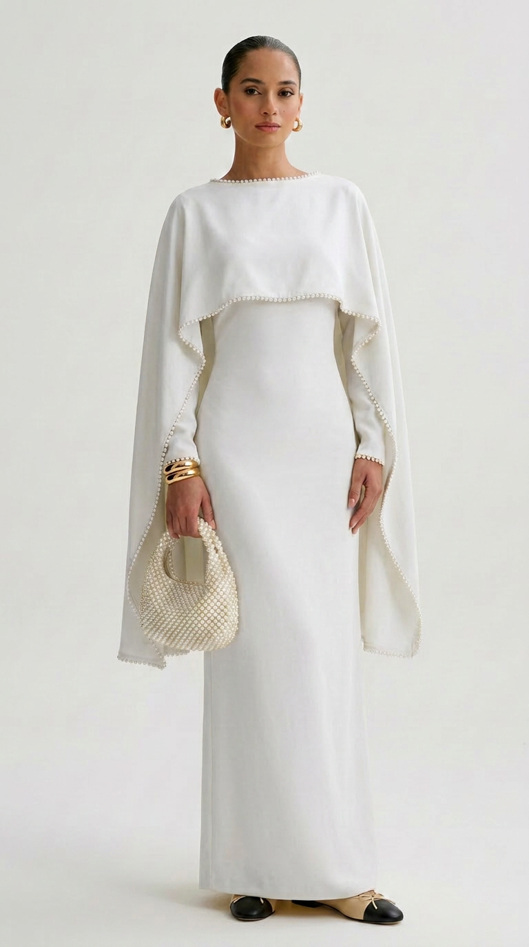 OLYVA – Maxikleid mit Perlenbesatz