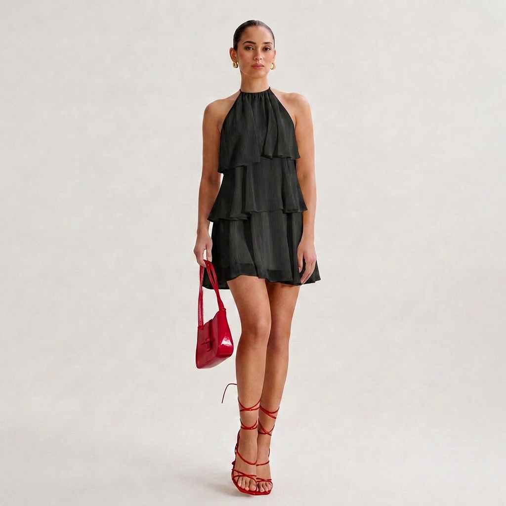 OLYVA-Minikleid mit Stufen-Design