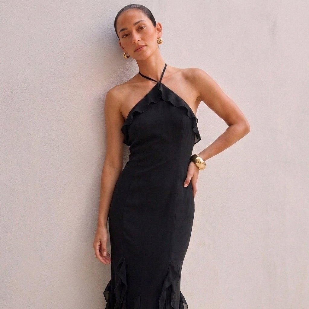 OLYVA – Elodie Rüschen-Maxikleid