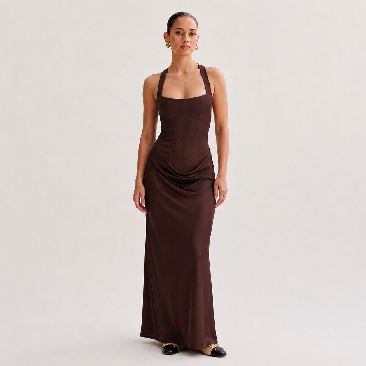 OLYVA-Satin-Maxikleid