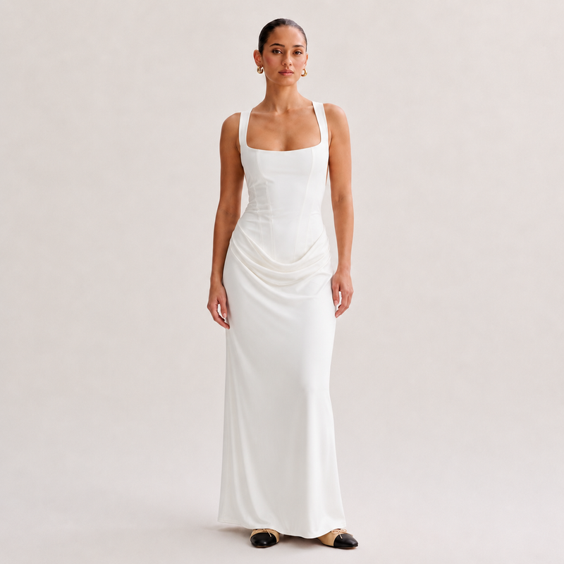 OLYVA-Satin-Maxikleid