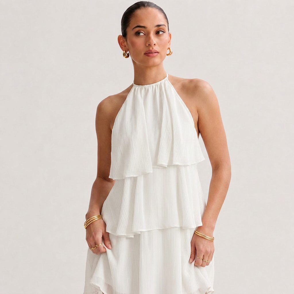 OLYVA-Minikleid mit Stufen-Design