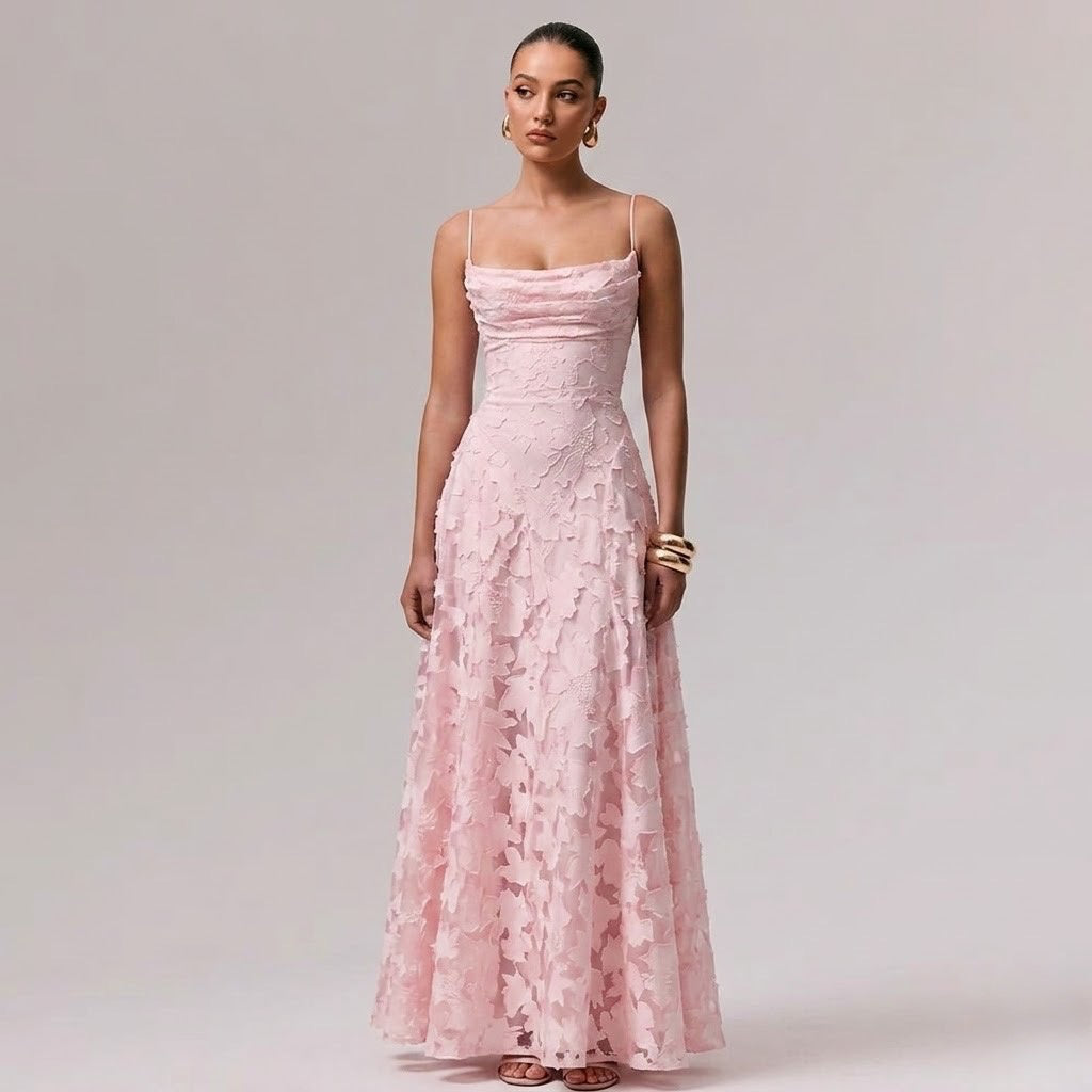 OLYVA-Maxikleid mit floraler Textur