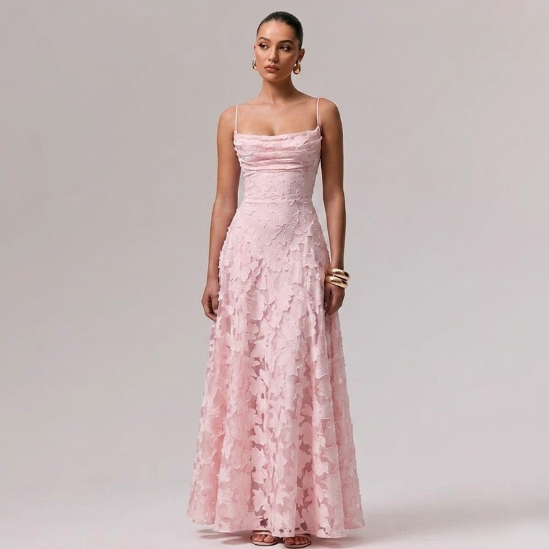 OLYVA-Maxikleid mit floraler Textur