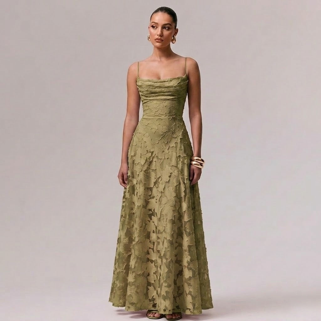 OLYVA-Maxikleid mit floraler Textur