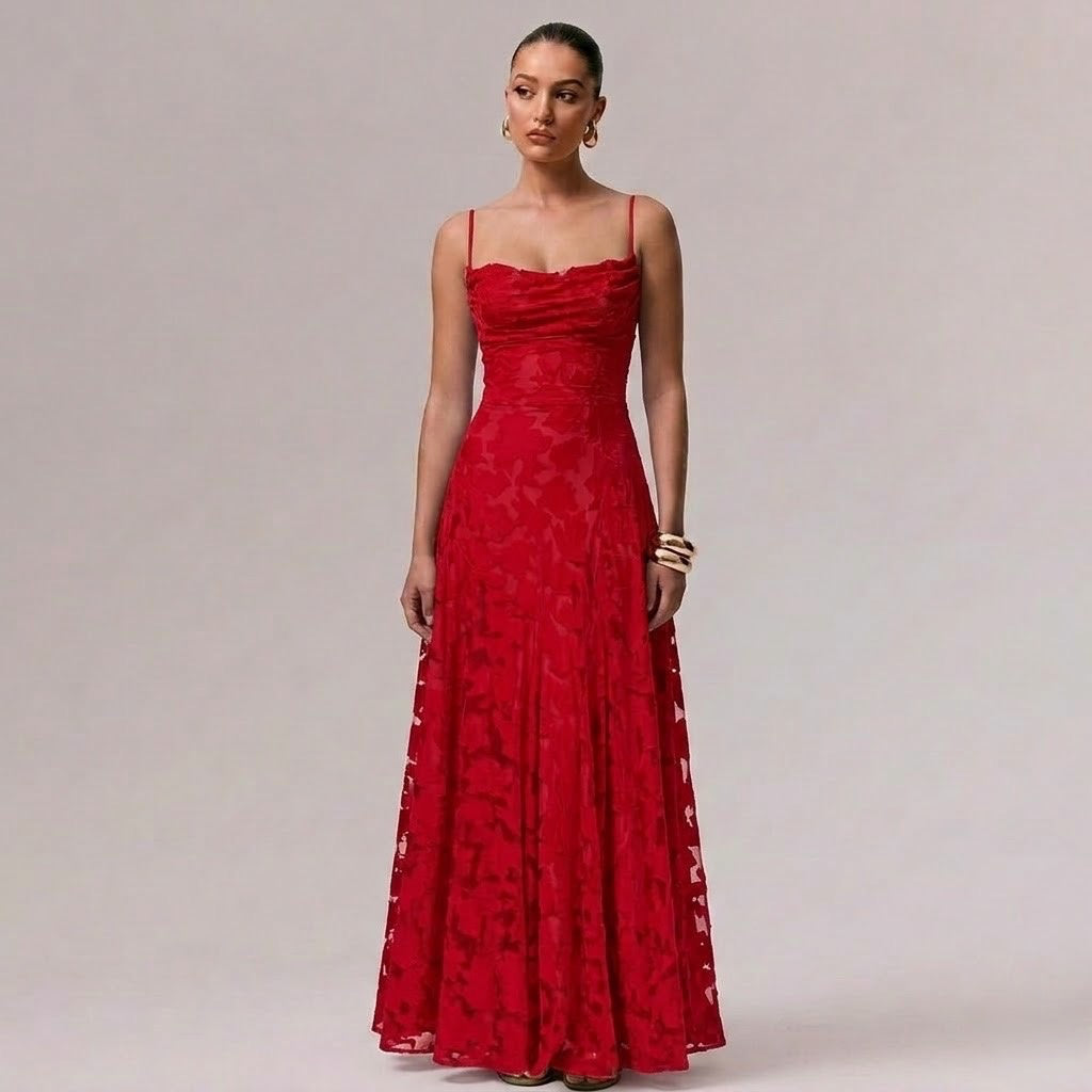 OLYVA-Maxikleid mit floraler Textur