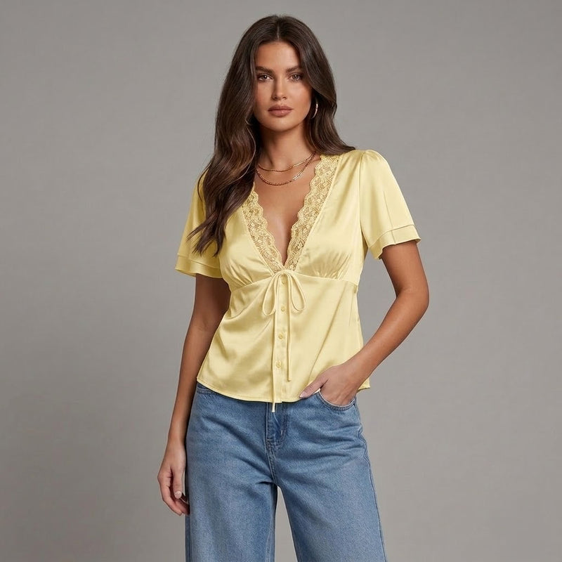 OLYVA – Bluse mit Spitzenbesatz
