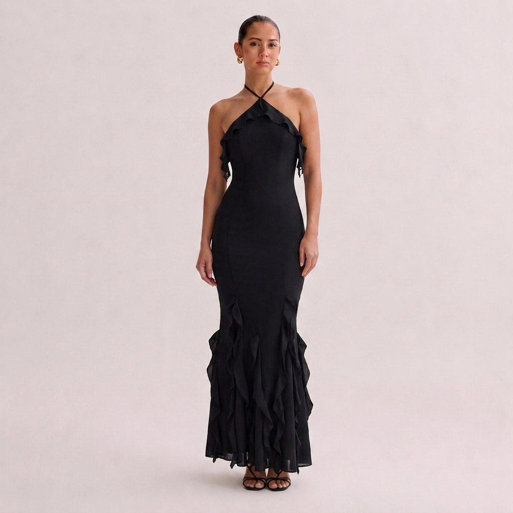 OLYVA – Elodie Rüschen-Maxikleid
