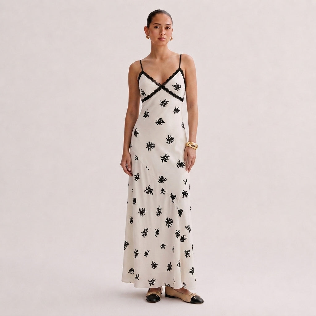 OLYVA – Noir Fleur Slipdress