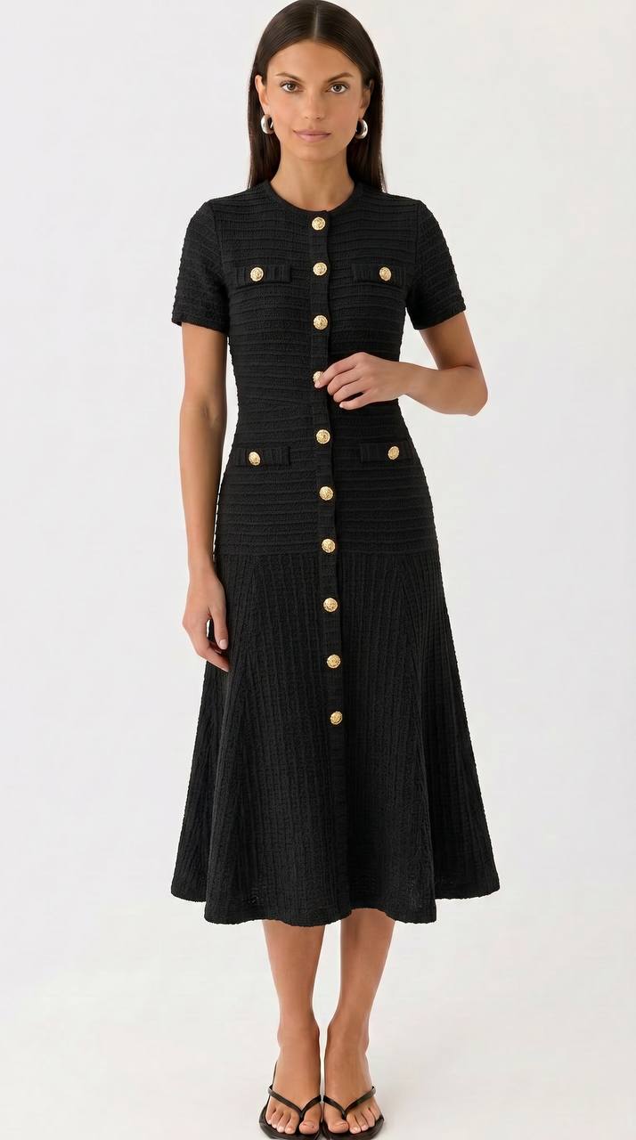 OLYVA - Klassisches Kleid in Bouclé-Optik