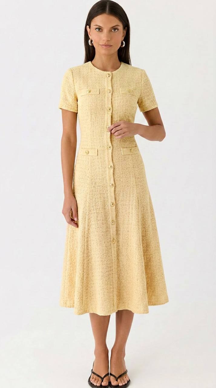 OLYVA - Klassisches Kleid in Bouclé-Optik