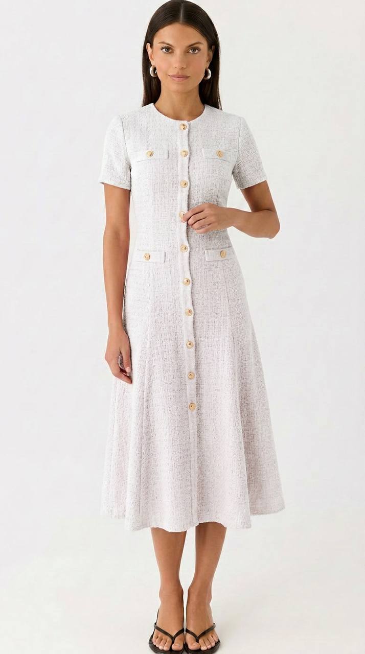 OLYVA - Klassisches Kleid in Bouclé-Optik