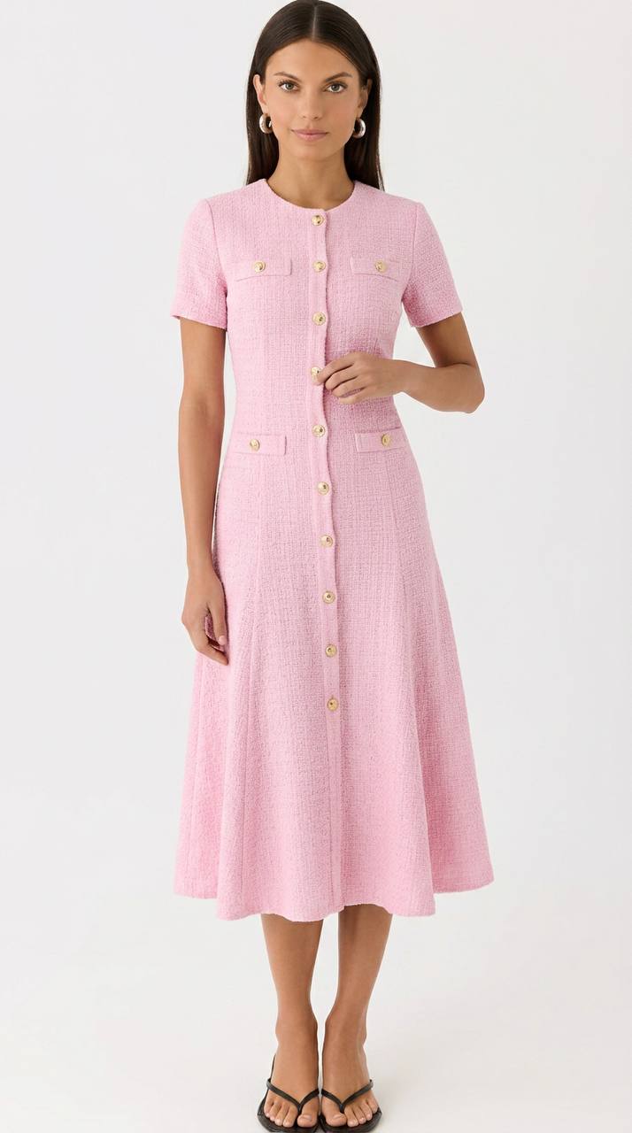 OLYVA - Klassisches Kleid in Bouclé-Optik